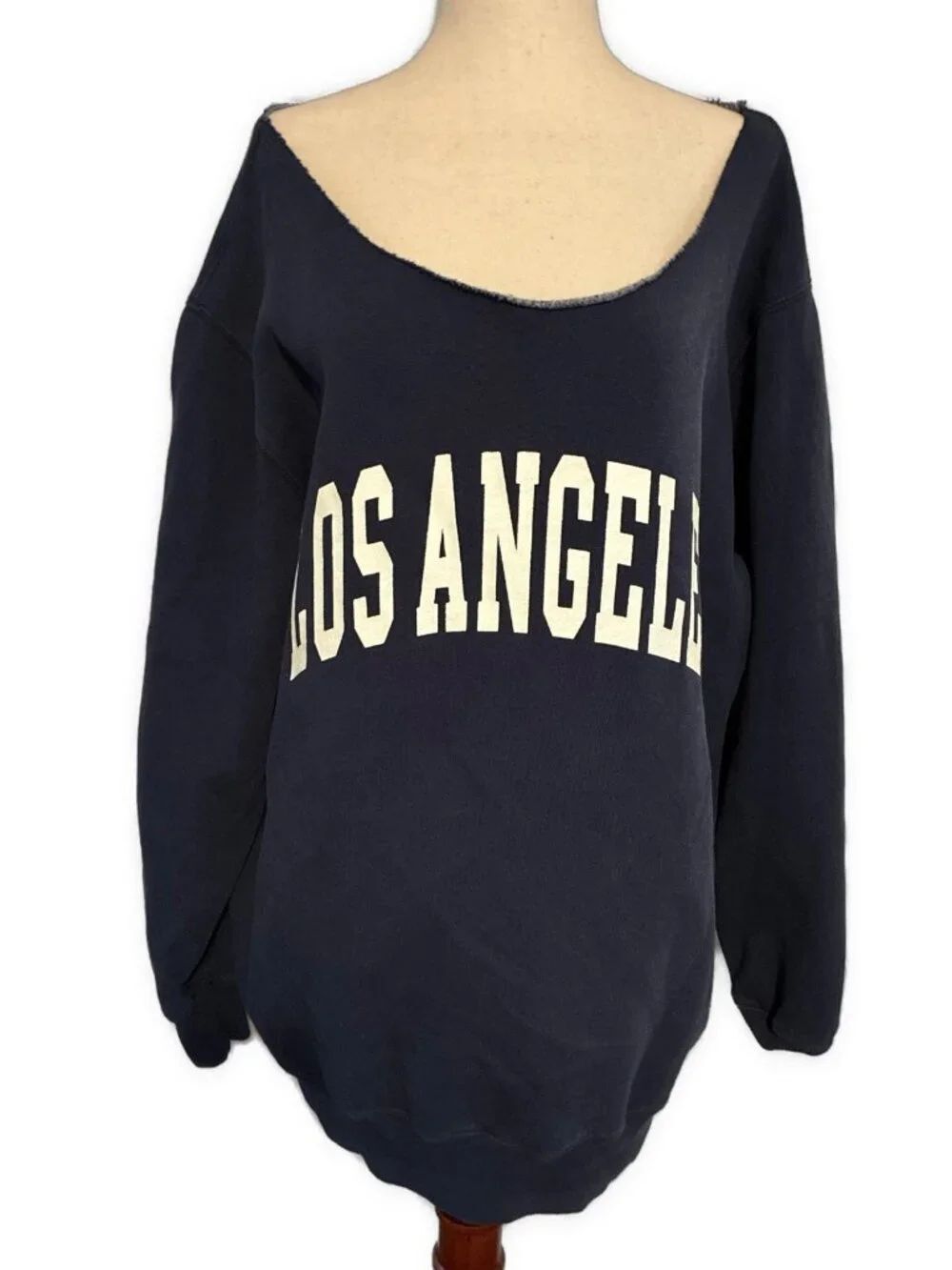 John Galt Brandy Melville Los Angeles Navy Oversized Off Shoulder Sweatshirt OS